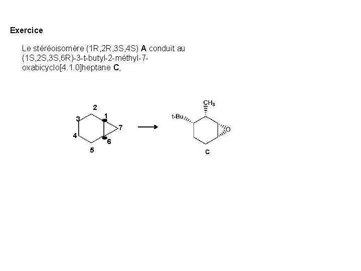 Exercice Le stéréoisomère (1 R, 2 R, 3 S, 4 S) A conduit au