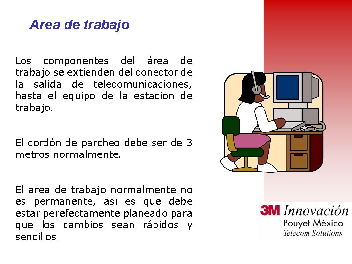 Area de trabajo Los componentes del área de trabajo se extienden del conector de