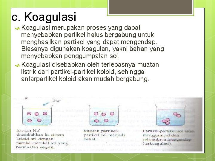 c. Koagulasi merupakan proses yang dapat menyebabkan partikel halus bergabung untuk menghasilkan partikel yang