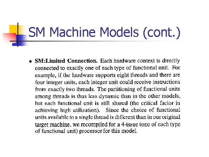 SM Machine Models (cont. ) 