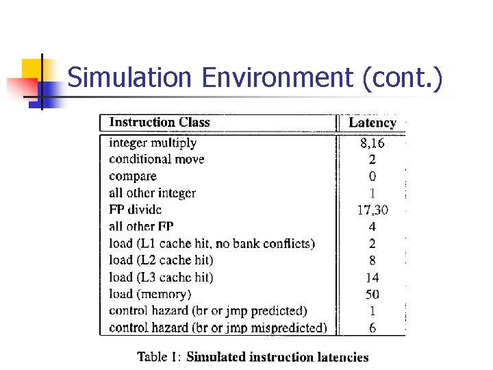 Simulation Environment (cont. ) 