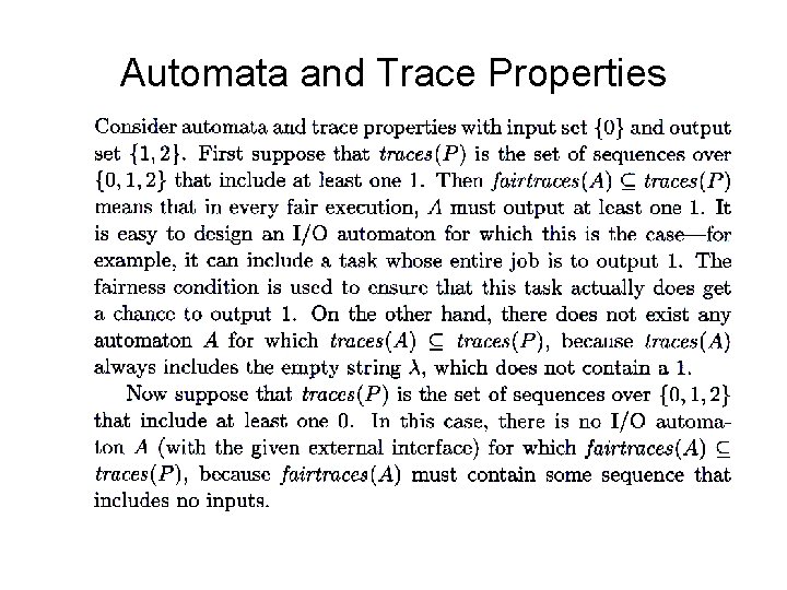 Automata and Trace Properties 