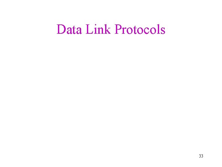Data Link Protocols 33 