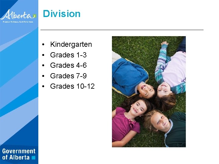 Division • • • Kindergarten Grades 1 -3 Grades 4 -6 Grades 7 -9