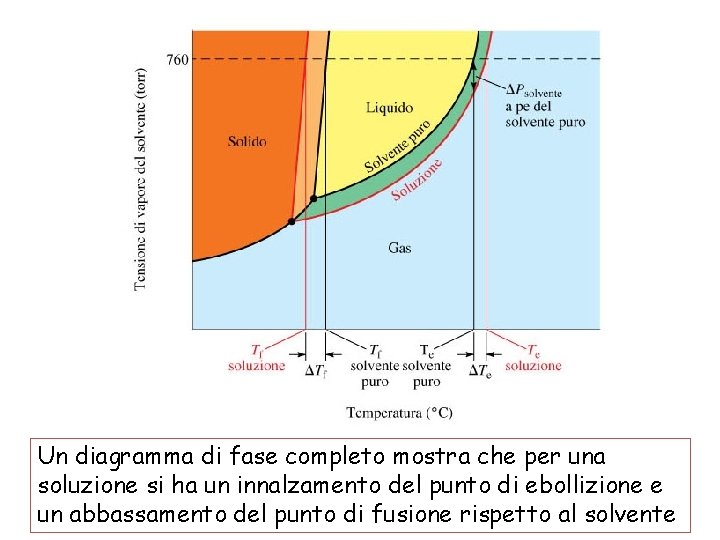 Un diagramma di fase completo mostra che per una soluzione si ha un innalzamento