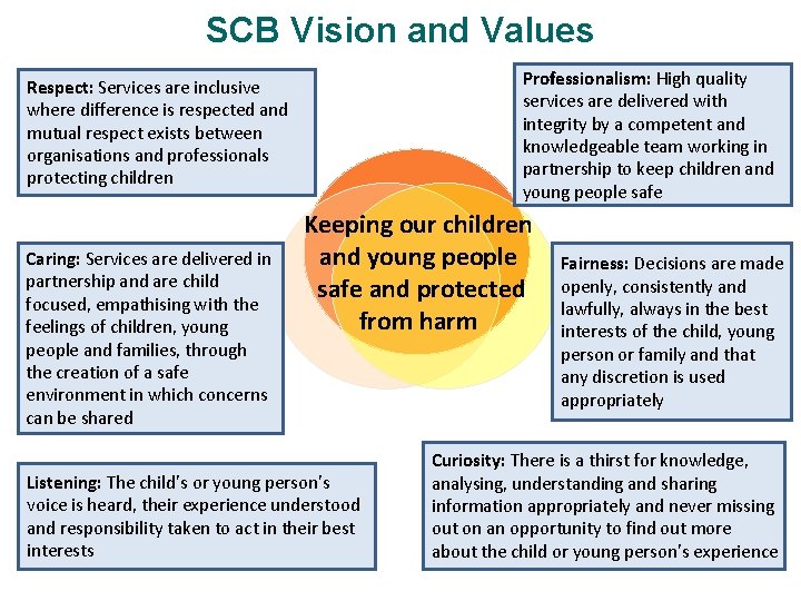 SCB Vision and Values Professionalism: High quality services are delivered with integrity by a