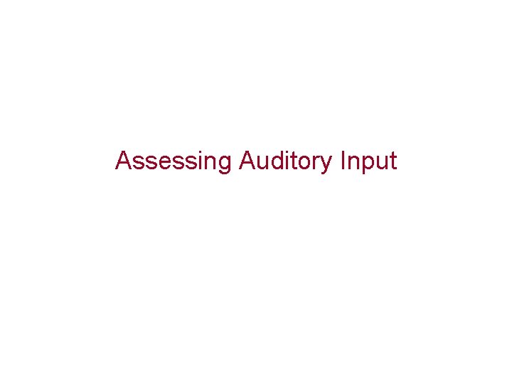 Assessing Auditory Input 