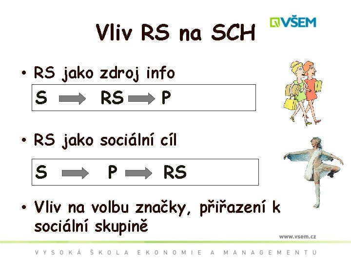 Vliv RS na SCH • RS jako zdroj info S RS P • RS