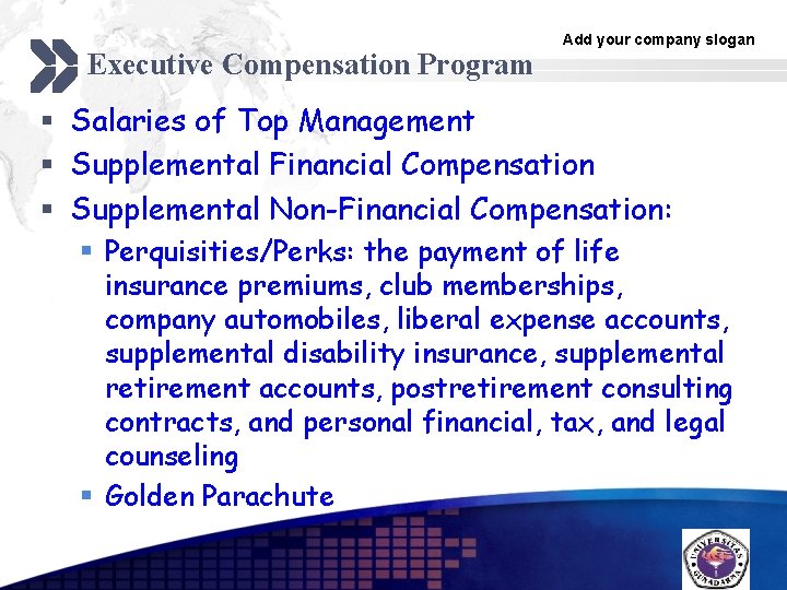 Executive Compensation Program Add your company slogan § Salaries of Top Management § Supplemental