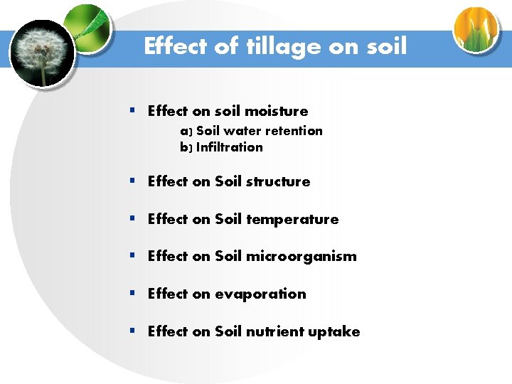 Effect of tillage on soil § Effect on soil moisture a) Soil water retention