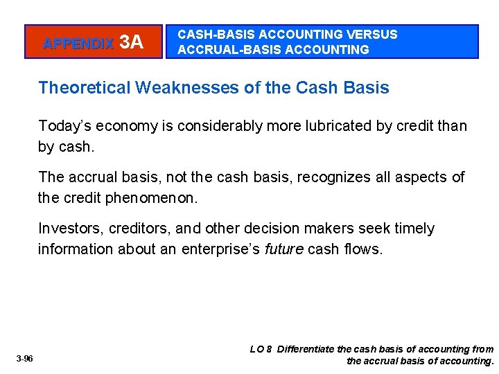 APPENDIX 3 A CASH-BASIS ACCOUNTING VERSUS ACCRUAL-BASIS ACCOUNTING Theoretical Weaknesses of the Cash Basis