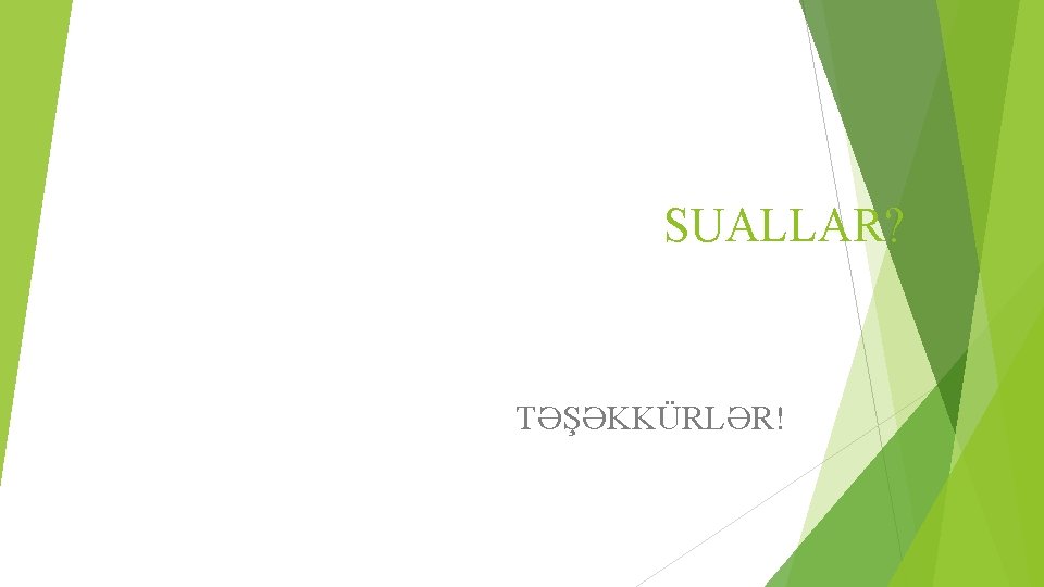 SUALLAR? TƏŞƏKKÜRLƏR! 