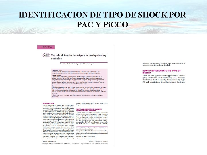 IDENTIFICACION DE TIPO DE SHOCK POR PAC Y Pi. CCO 