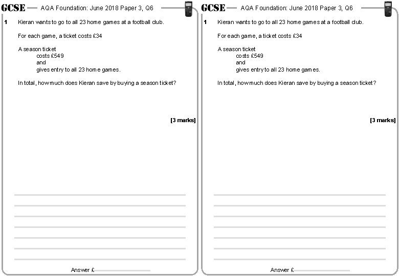 AQA Foundation: June 2018 Paper 3, Q 6 1 AQA Foundation: June 2018 Paper