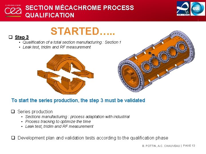 SECTION MÉCACHROME PROCESS QUALIFICATION q Step 3 STARTED…. . • Qualification of a total