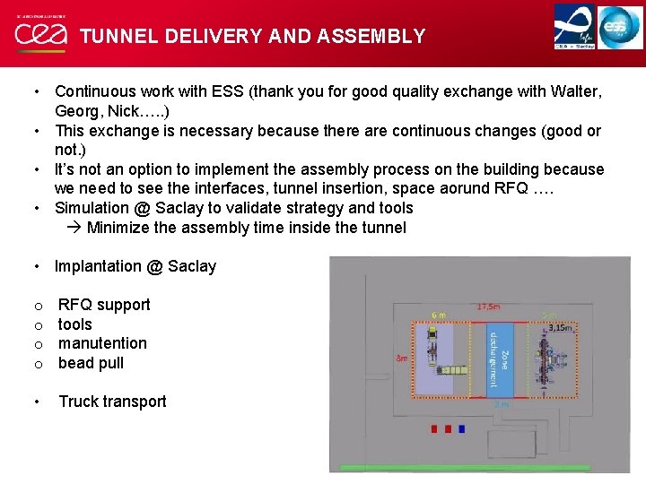 TUNNEL DELIVERY AND ASSEMBLY • Continuous work with ESS (thank you for good quality