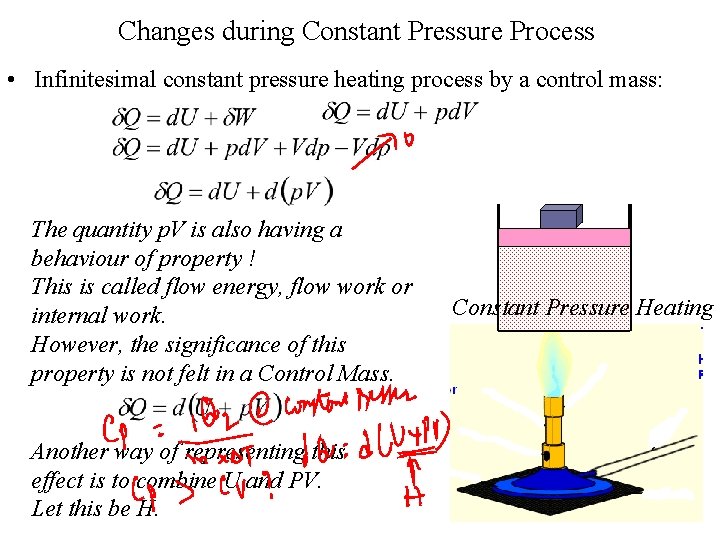 Changes during Constant Pressure Process • Infinitesimal constant pressure heating process by a control