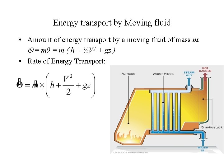 Energy transport by Moving fluid • Amount of energy transport by a moving fluid