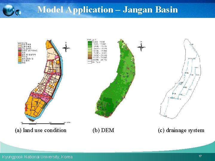 Model Application – Jangan Basin (a) land use condition Kyungpook National University, Korea (b)