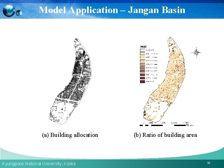 Model Application – Jangan Basin (a) Building allocation Kyungpook National University, Korea (b) Ratio