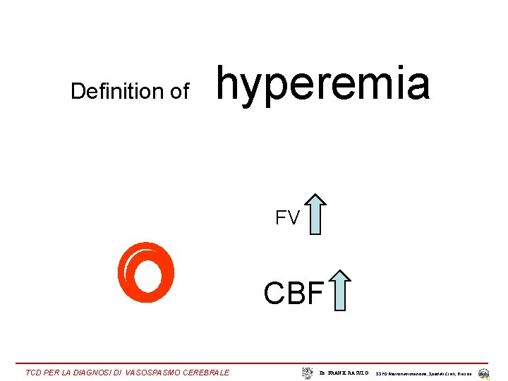 Definition of hyperemia FV CBF TCD PER LA DIAGNOSI DI VASOSPASMO CEREBRALE Dr. FRANK