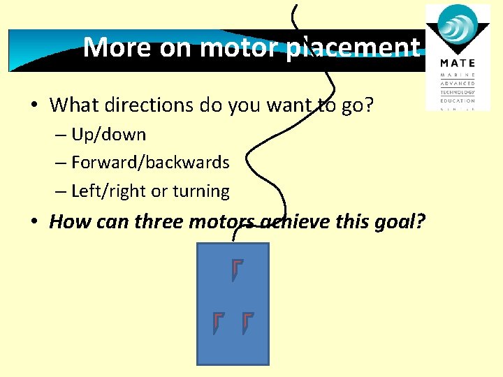 More on motor placement • What directions do you want to go? – Up/down