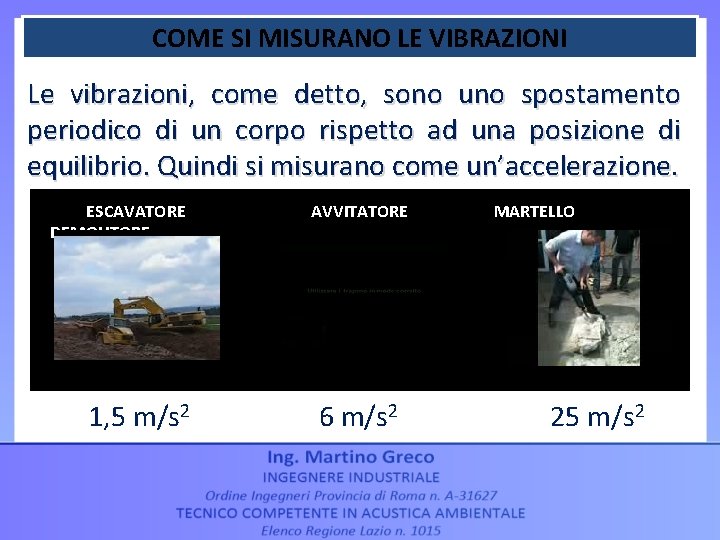 COME SI MISURANO LE VIBRAZIONI Le vibrazioni, come detto, sono uno spostamento periodico di