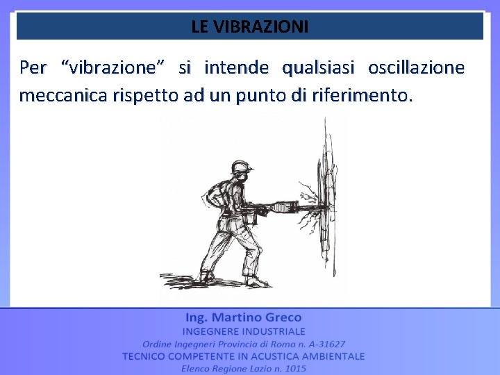 LE VIBRAZIONI Per “vibrazione” si intende qualsiasi oscillazione meccanica rispetto ad un punto di