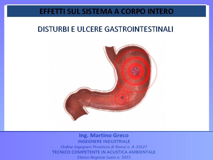 EFFETTI SUL SISTEMA A CORPO INTERO DISTURBI E ULCERE GASTROINTESTINALI 