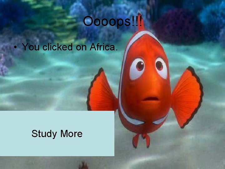 Oooops!!! • You clicked on Africa. Study More 