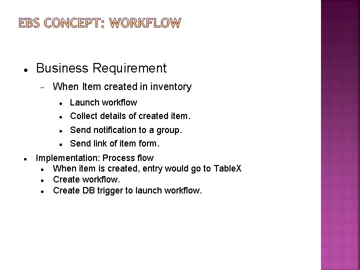  Business Requirement When Item created in inventory Launch workflow Collect details of created