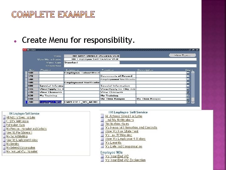  Create Menu for responsibility. 