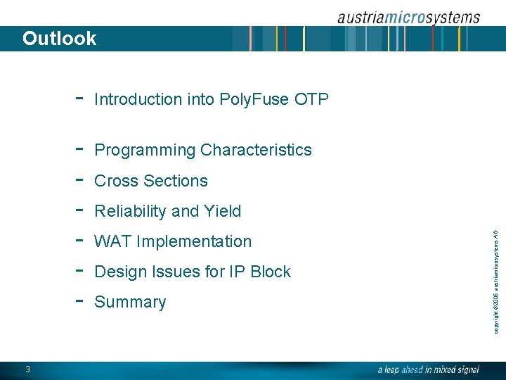 Outlook 3 - Introduction into Poly. Fuse OTP - Programming Characteristics Cross Sections WAT