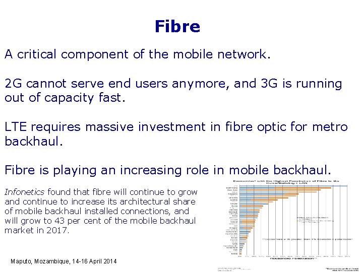 Fibre A critical component of the mobile network. 2 G cannot serve end users