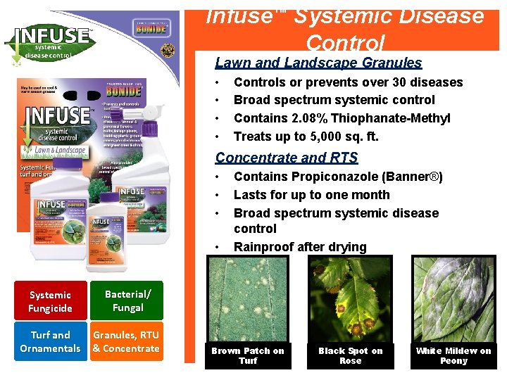 Infuse™ Systemic Disease Control systemic disease control Lawn and Landscape Granules • • Controls