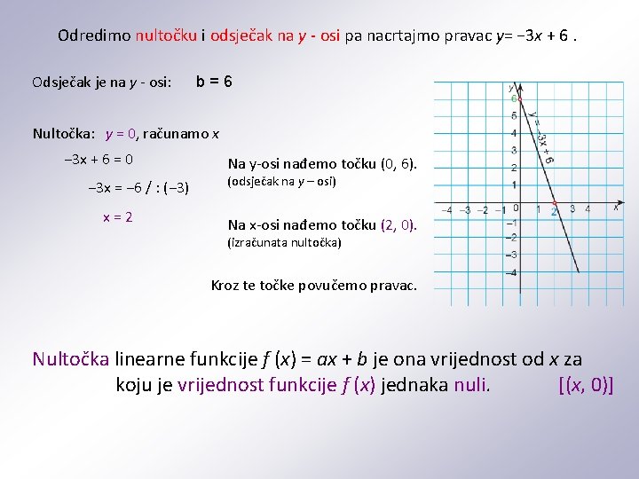 Odredimo nultočku i odsječak na y - osi pa nacrtajmo pravac y= − 3