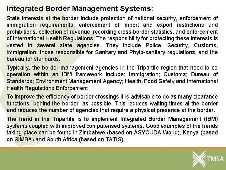 Integrated Border Management Systems: State interests at the border include protection of national security,