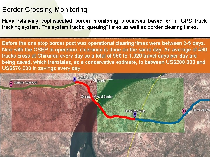 Border Crossing Monitoring: Have relatively sophisticated border monitoring processes based on a GPS truck