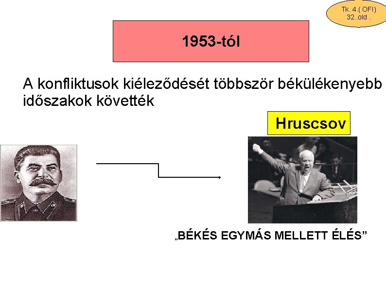 Tk. 4. ( OFI) 32. . old. 1953 -tól A konfliktusok kiéleződését többször békülékenyebb