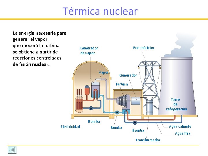 Térmica nuclear La energía necesaria para generar el vapor que moverá la turbina se