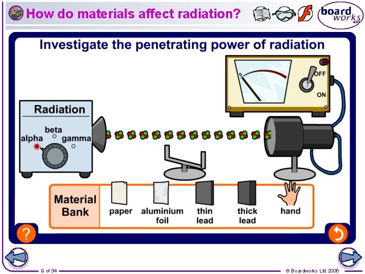 How do materials affect radiation? 9 of 34 © Boardworks Ltd 2006 