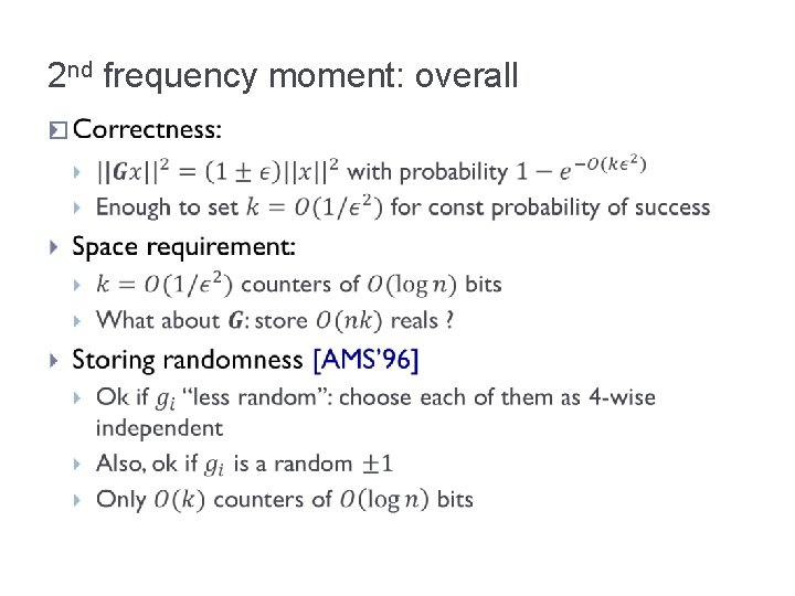 2 nd frequency moment: overall � 