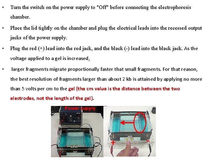 • Turn the switch on the power supply to "Off" before connecting the • Turn the switch on the power supply to "Off" before connecting the