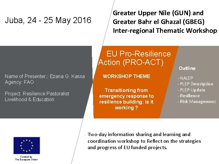 Juba, 24 - 25 May 2016 Greater Upper Nile (GUN) and Greater Bahr el