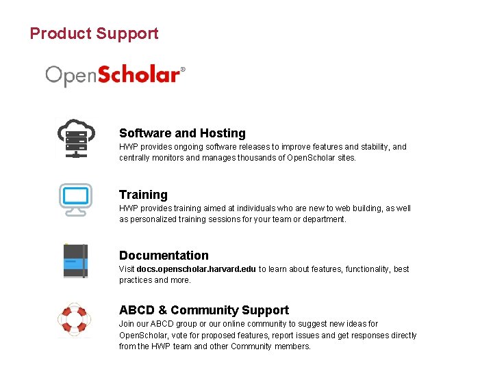 Product Support Software and Hosting HWP provides ongoing software releases to improve features and