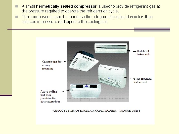 A small hermetically sealed compressor is used to provide refrigerant gas at the pressure