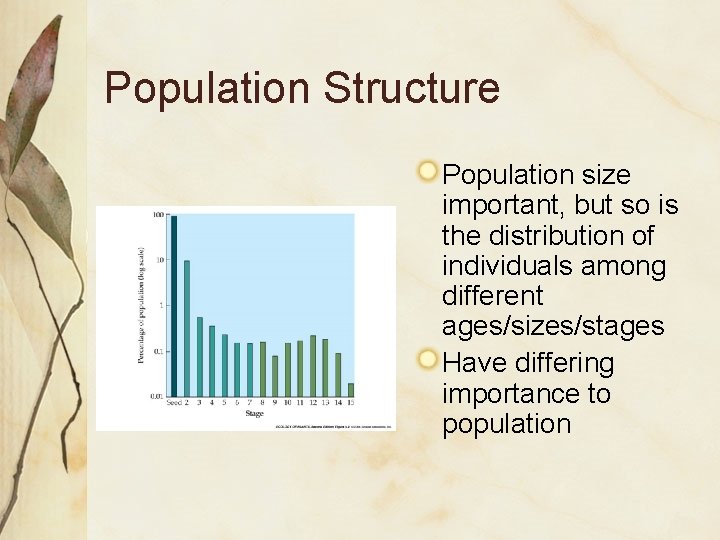Population Structure Population size important, but so is the distribution of individuals among different