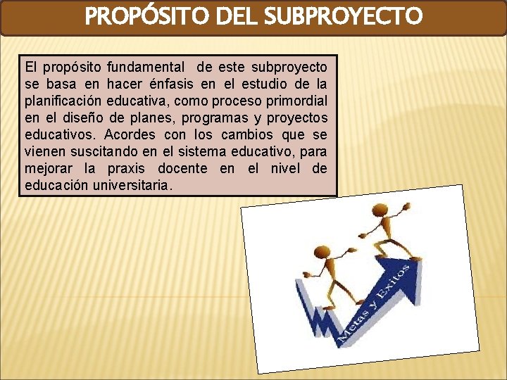 PROPÓSITO DEL SUBPROYECTO Proyectos Pedagógicos Socio Productivos El propósito fundamental de este subproyecto se