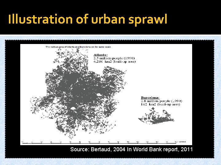 Illustration of urban sprawl Source: Bertaud, 2004 In World Bank report, 2011 