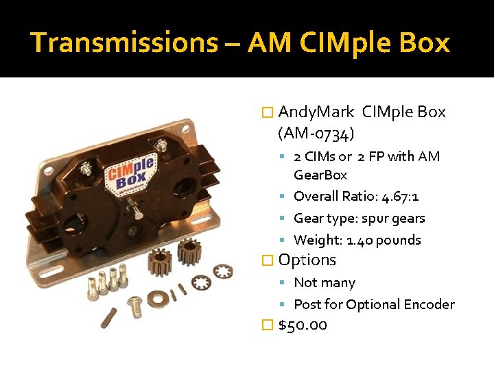 Transmissions – AM CIMple Box � Andy. Mark (AM-0734) CIMple Box 2 CIMs or